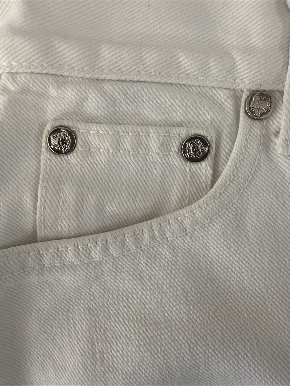 Versace White Frayed Denim Cutoff Shorts like new - Picture 5 of 8